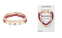Unwritten Gold Flash Plated Red and White Disk Bead Bracelet Set